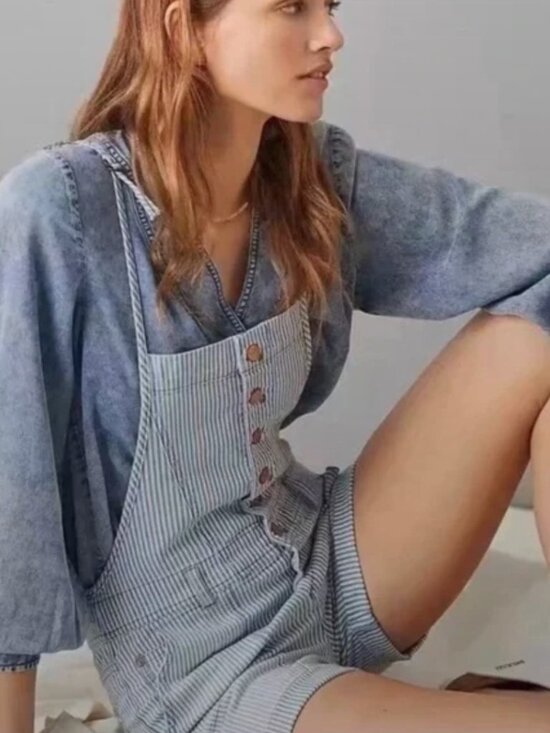 Pilcro Pants - Anthropologie Pilcro Railroad Stripe Overalls Romper